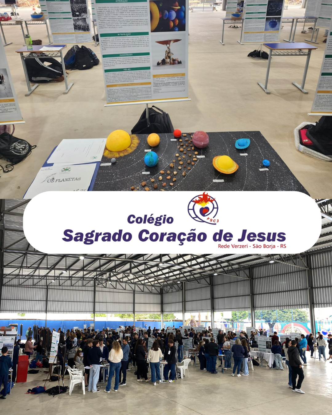 Alunos apresentando projetos científicos